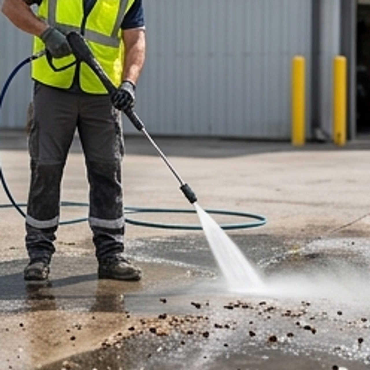 worker cleaning the stripe application area